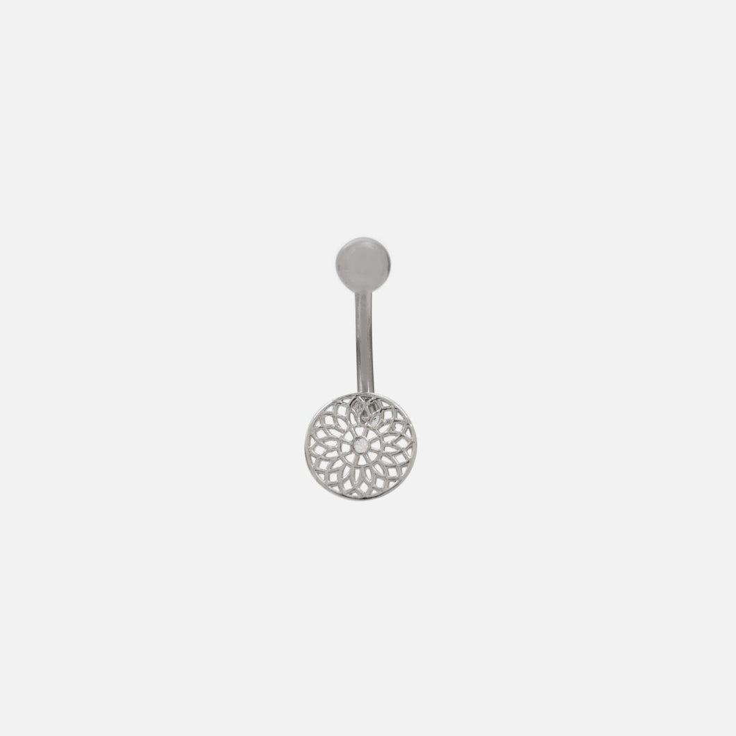 Stainless steel filigree belly button ring