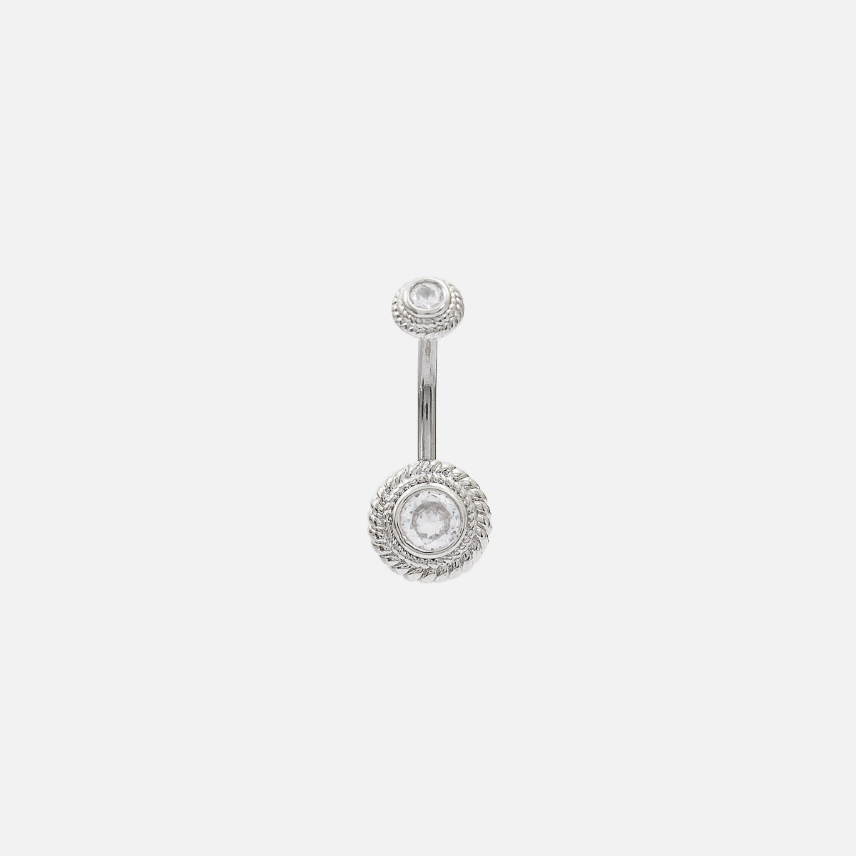 Stainless steel belly button ring with stone