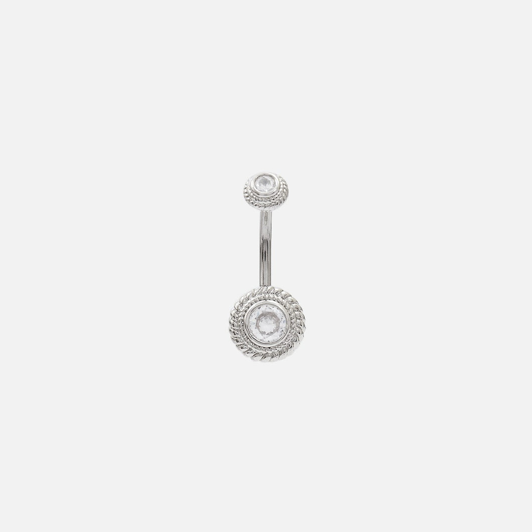 Stainless steel belly button ring with stone