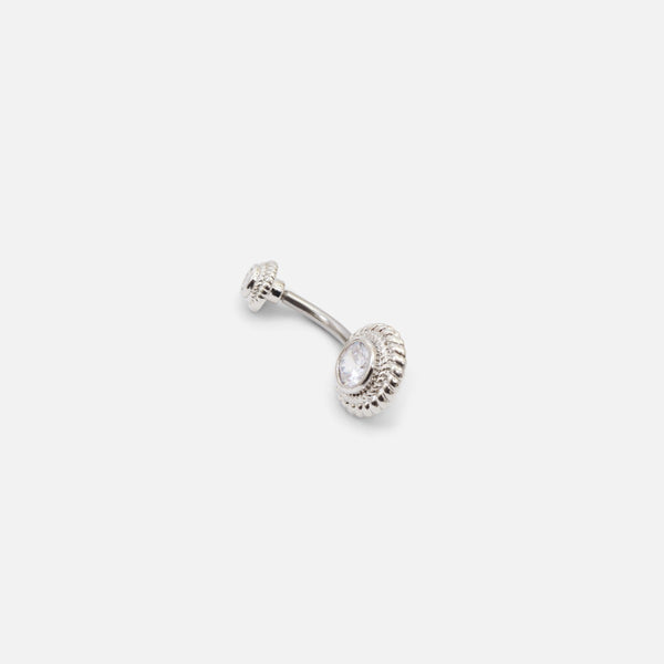 Load image into Gallery viewer, Stainless steel belly button ring with stone
