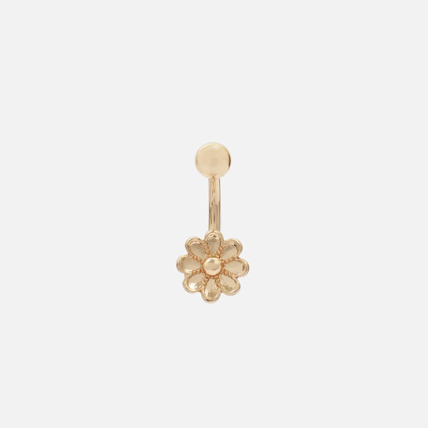 Load image into Gallery viewer, Golden belly button ring with daisy
