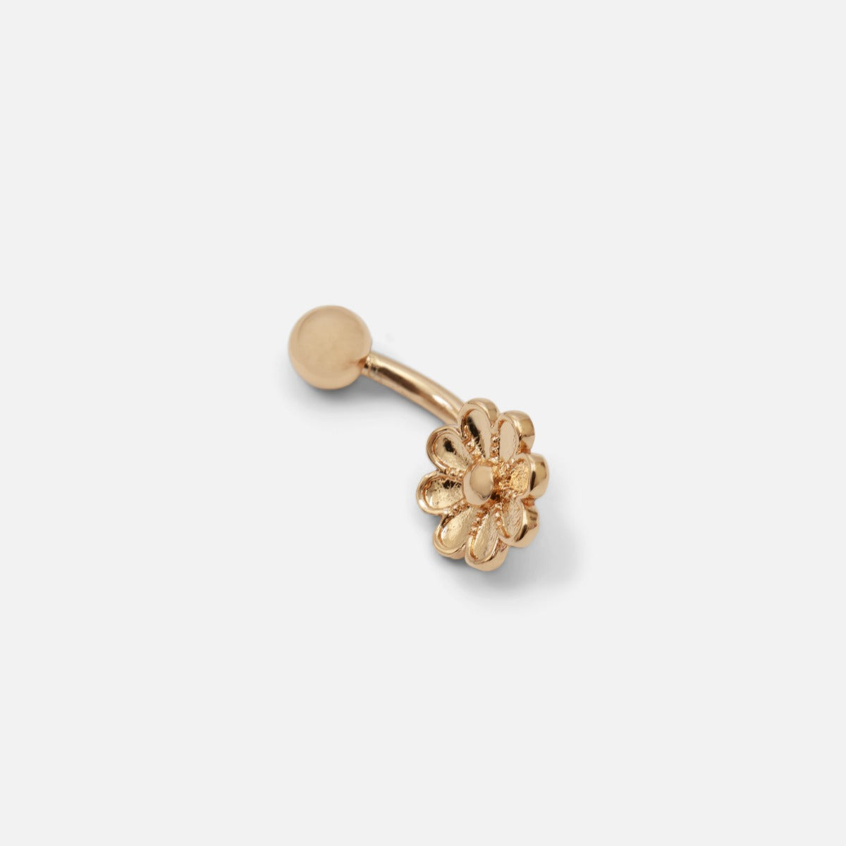 Golden belly button ring with daisy