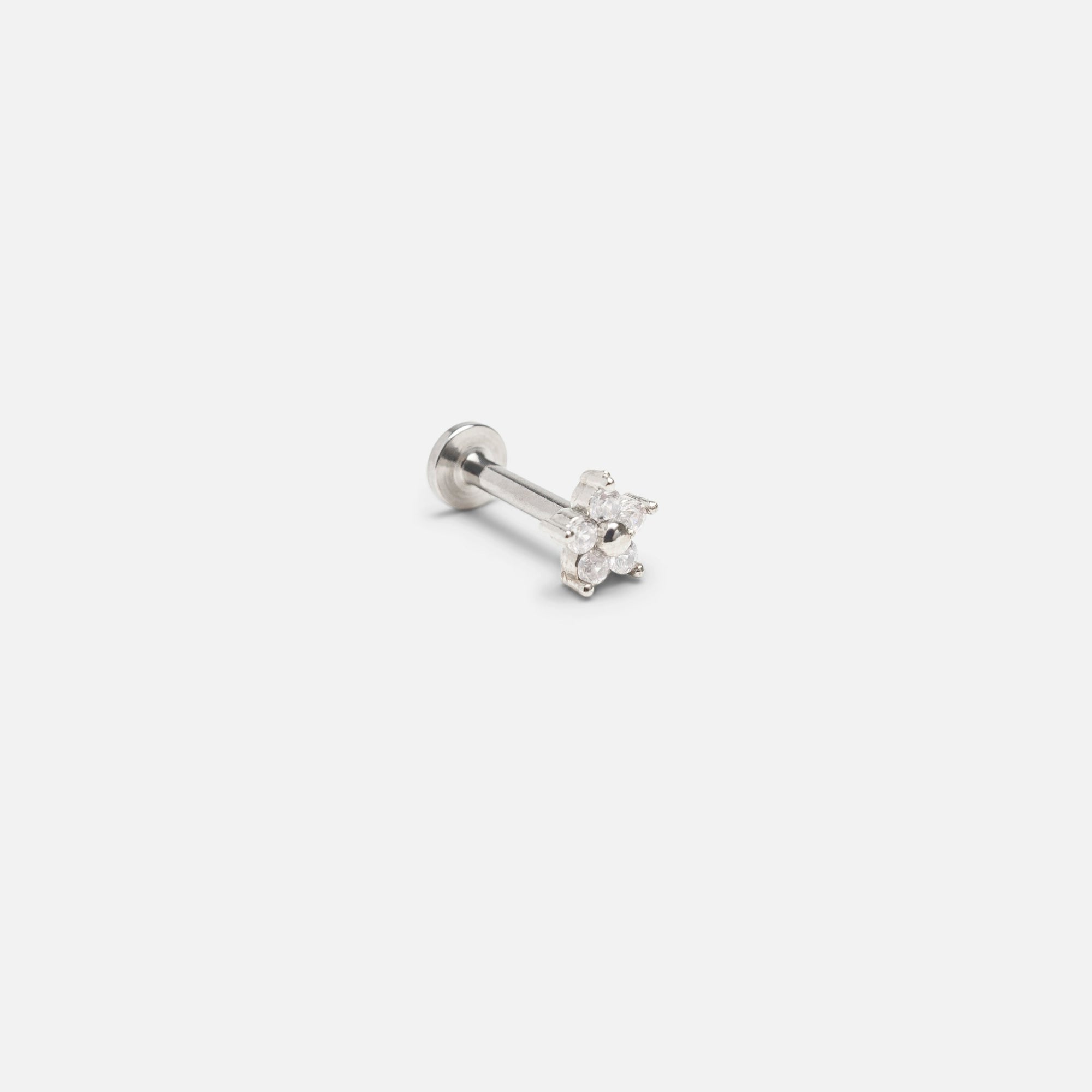 Silver flower cartilage piercing earrings in stainless steel 