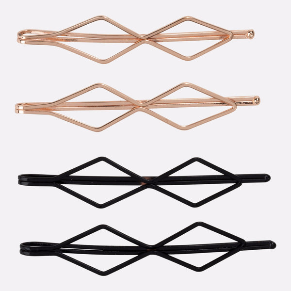 Load image into Gallery viewer, Duo of rose gold and black reinvented bobby pins
