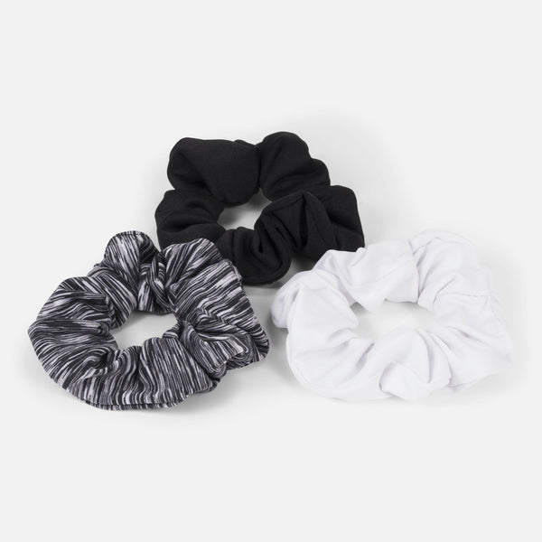 Load image into Gallery viewer, Set of three scrunchies : white, grey and black
