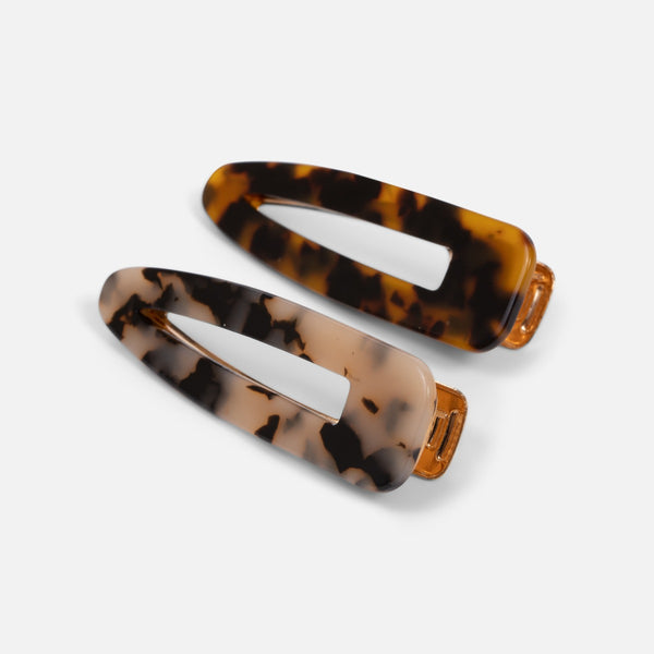 Load image into Gallery viewer, Duo of barrettes with a two-tone tortoise print

