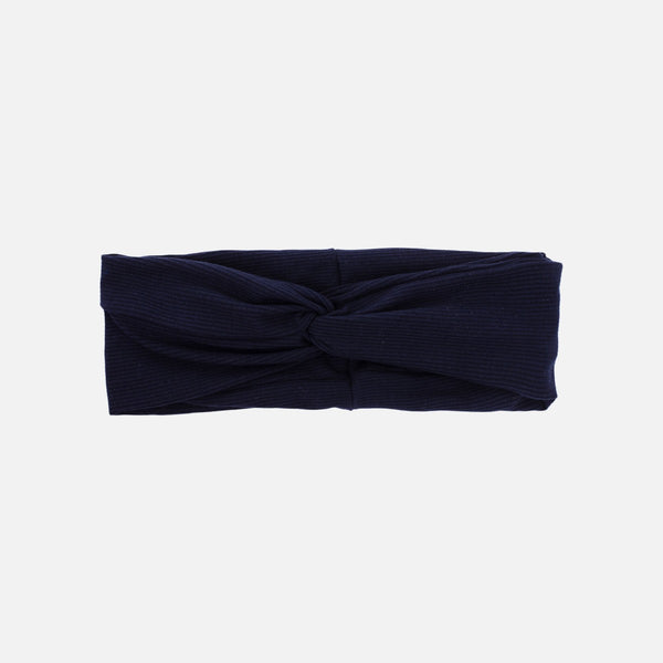 Load image into Gallery viewer, Elastic blue navy headband with twist
