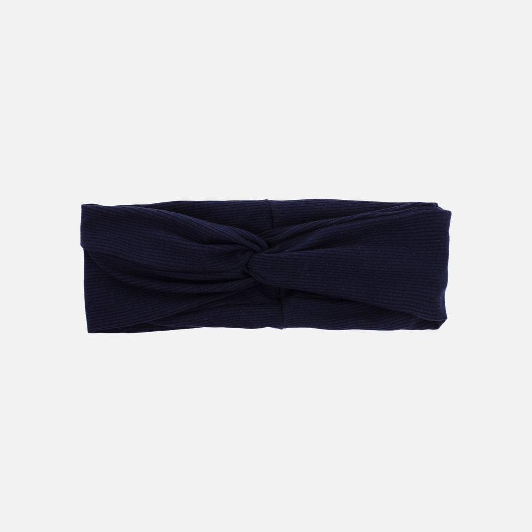 Elastic blue navy headband with twist