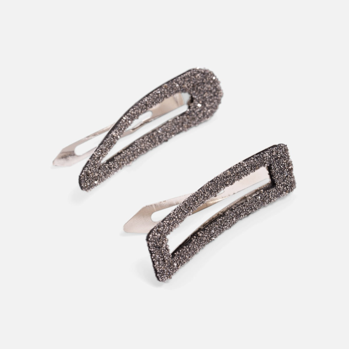 Set of two crushed effect stones hair clips