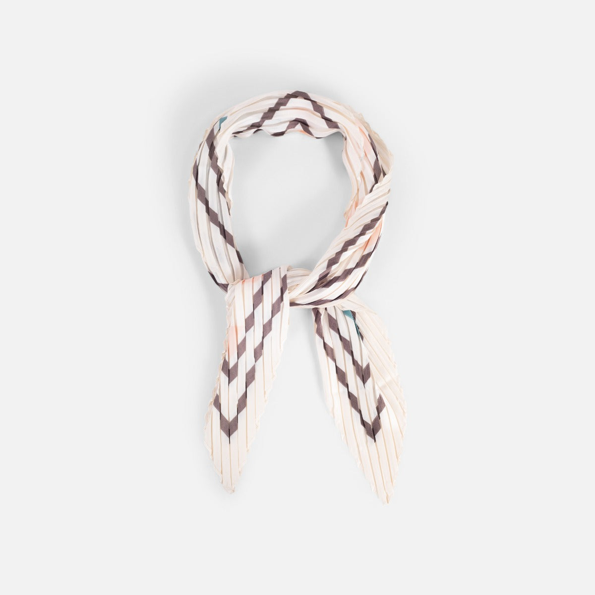 White hair scarf with black stripes