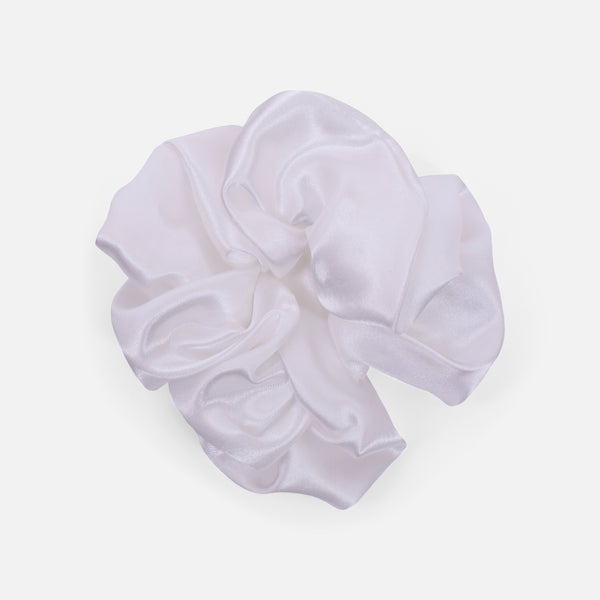 Load image into Gallery viewer, Set of two satin black and white scrunchies 
