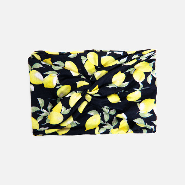 Load image into Gallery viewer, Navy blue with lemon print headband

