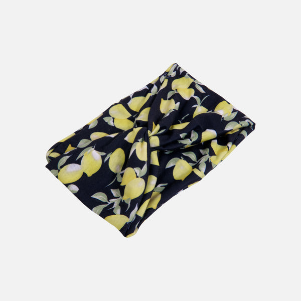 Load image into Gallery viewer, Navy blue with lemon print headband
