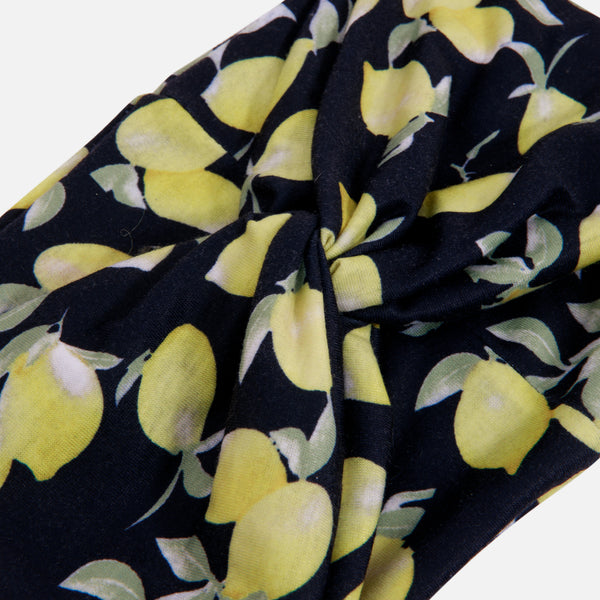 Load image into Gallery viewer, Navy blue with lemon print headband
