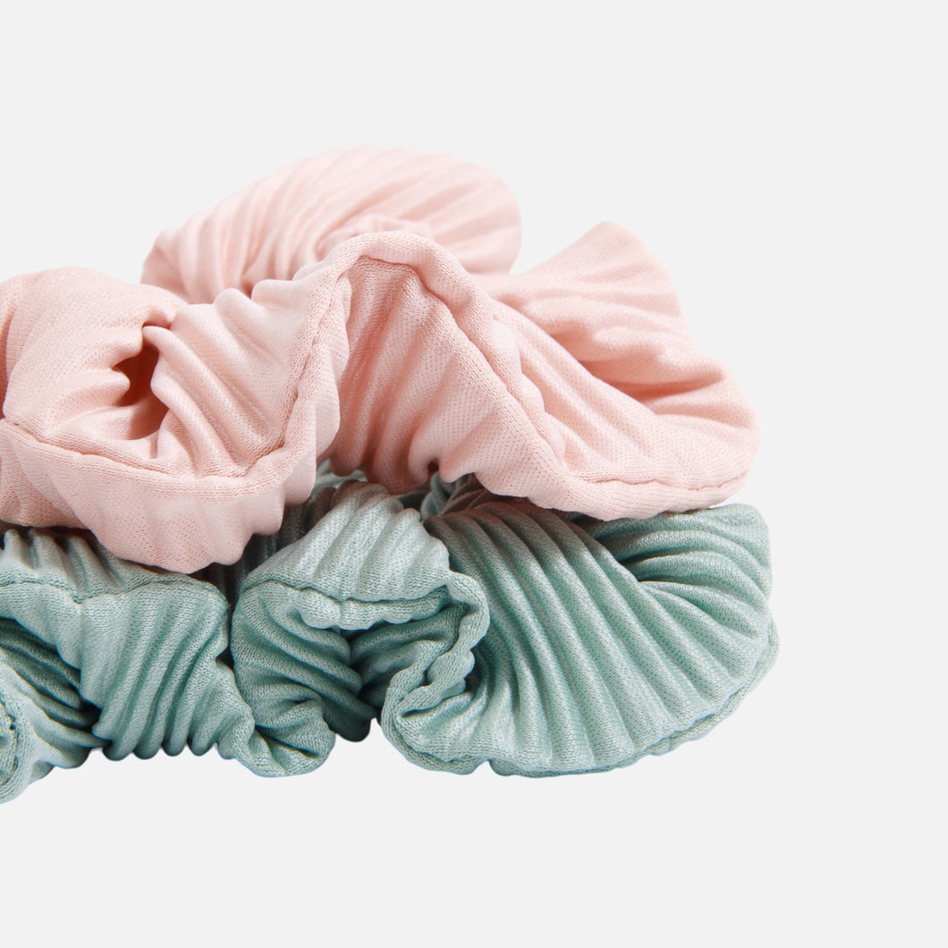 Duo of light pink and mint scrunchies