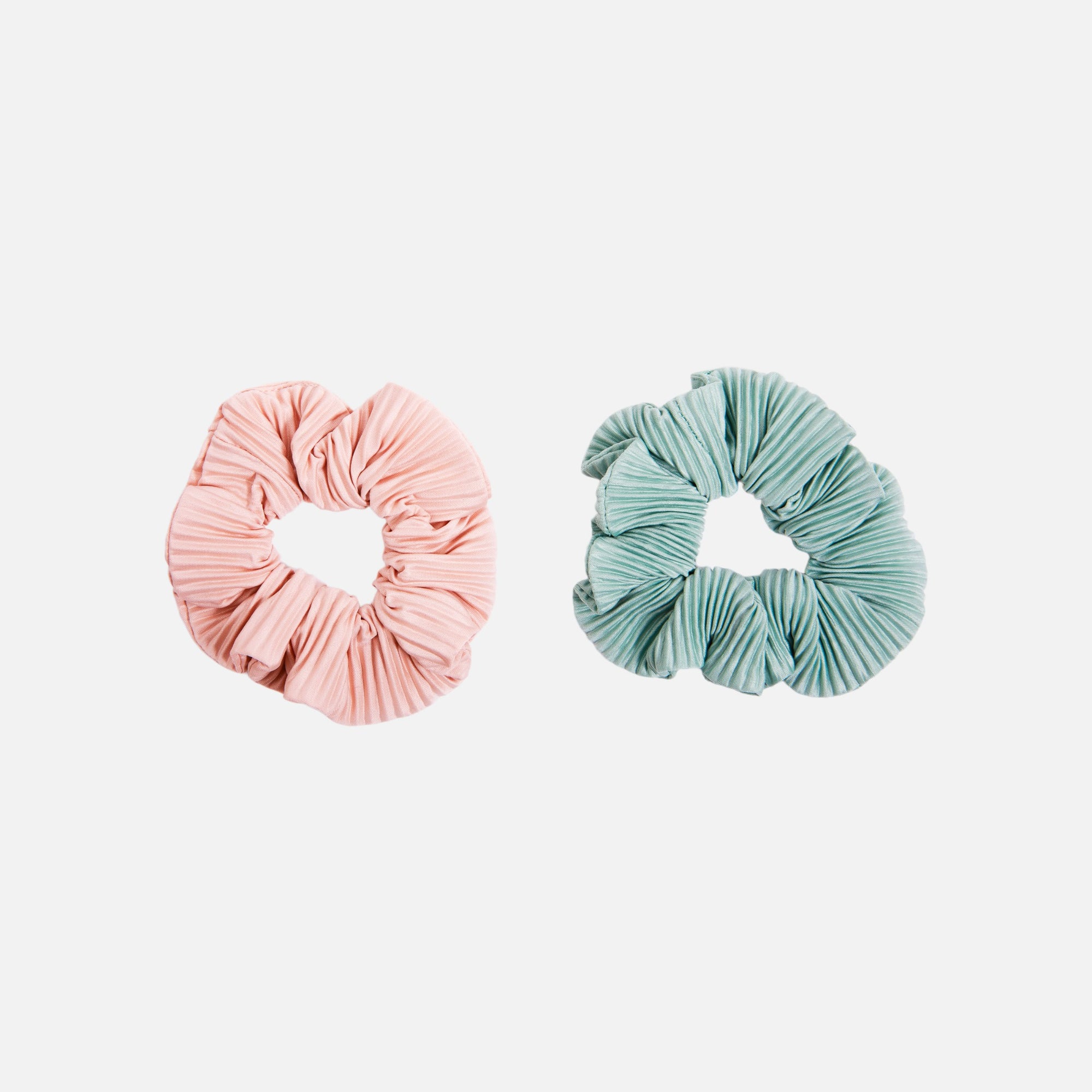 Duo of light pink and mint scrunchies