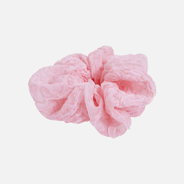 Load image into Gallery viewer, Oversized pink lace scrunchie
