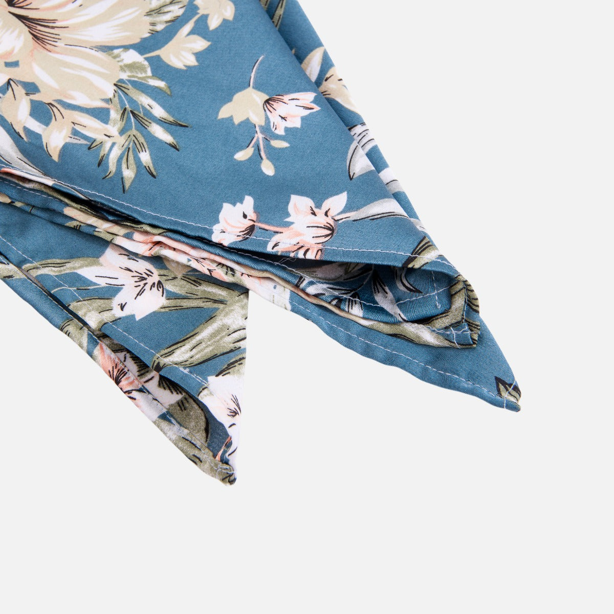 Turquoise satin scarf and floral print