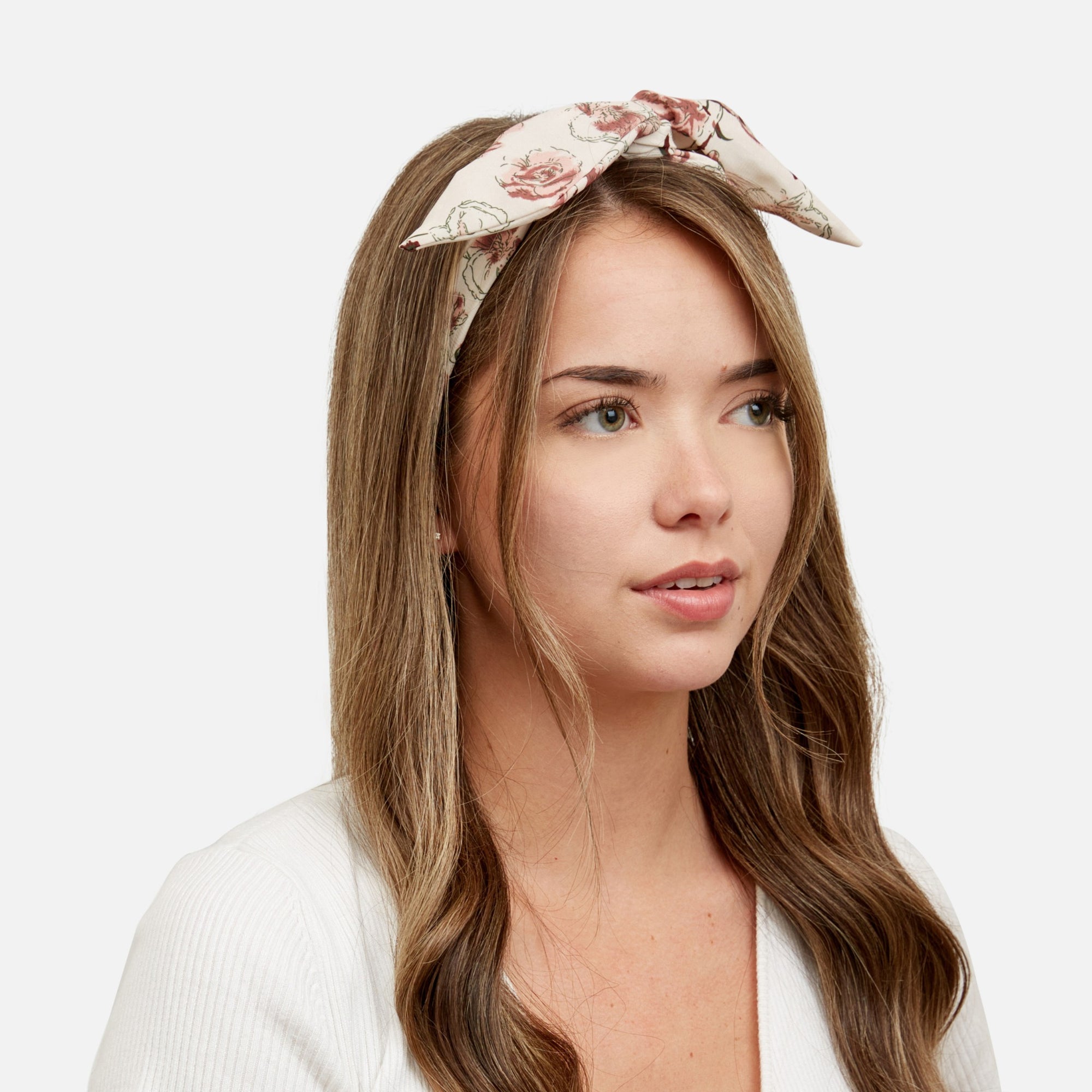 Beige headband with small autumn flowers