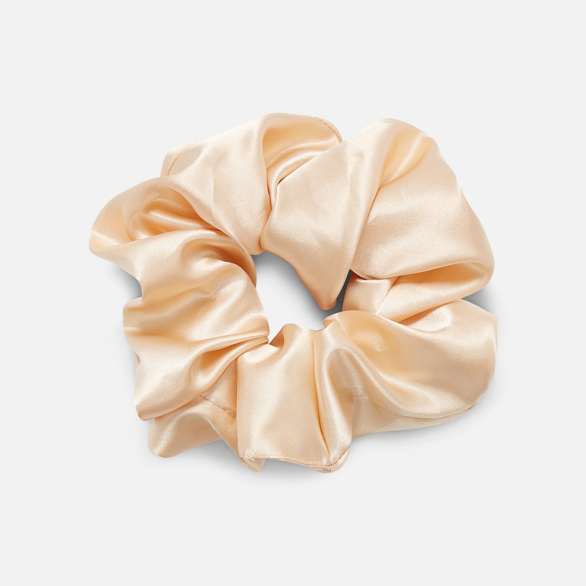 Pink and beige oversized satin scrunchies