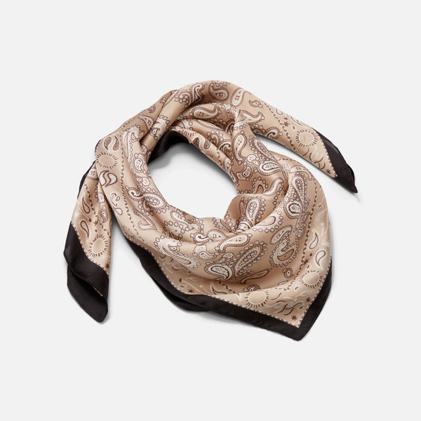Load image into Gallery viewer, Beige hair scarf with paisley pattern
