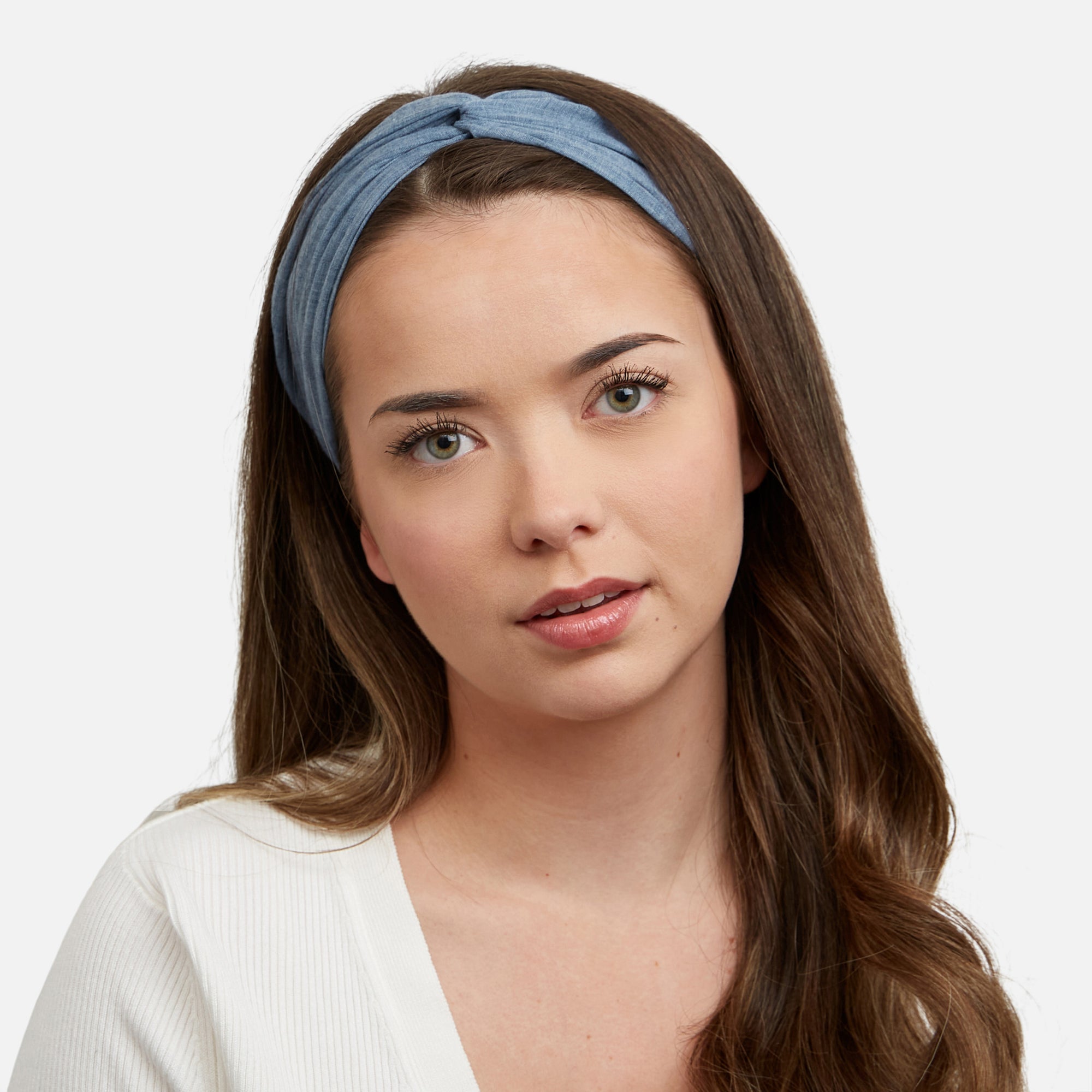 Linen effect blue headband