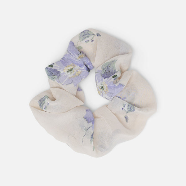 Charger l&#39;image dans la galerie, Ensemble de deux chouchous vert et imprimé fleurs violettes
