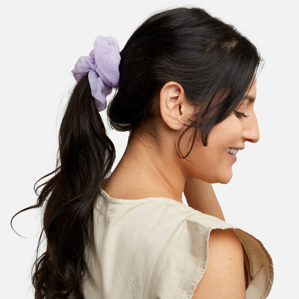 Load image into Gallery viewer, Oversized lilac organza scrunchie

