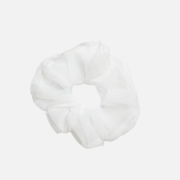 Load image into Gallery viewer, White oversized organza scrunchie
