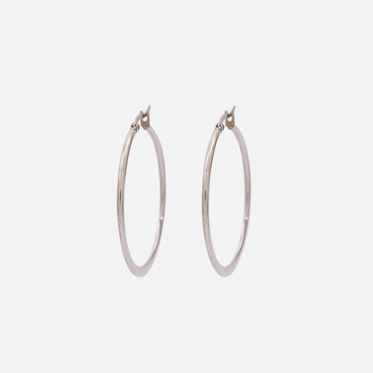 40 mm stainless steel hoop silver earrings