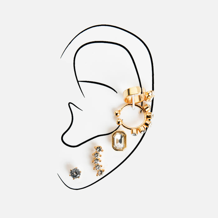 Ensemble de cinq manchettes d'oreilles dorées