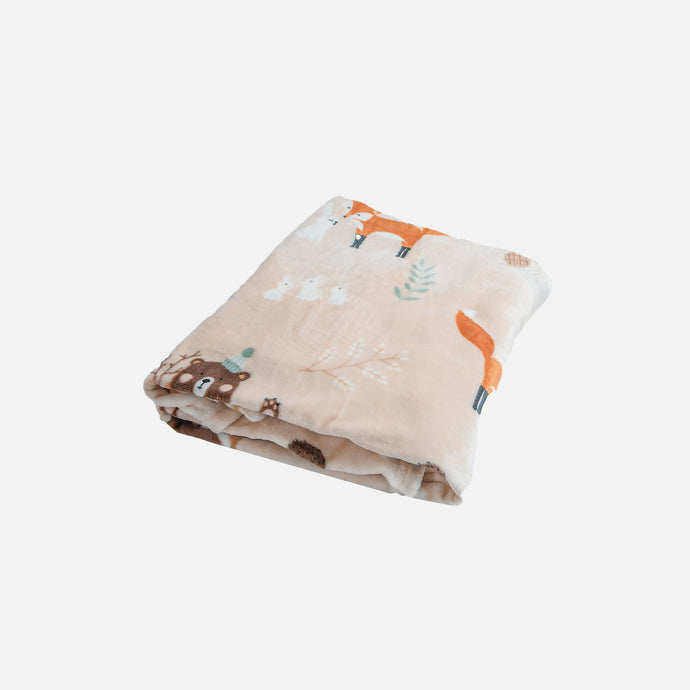 Couverture beige avec animaux