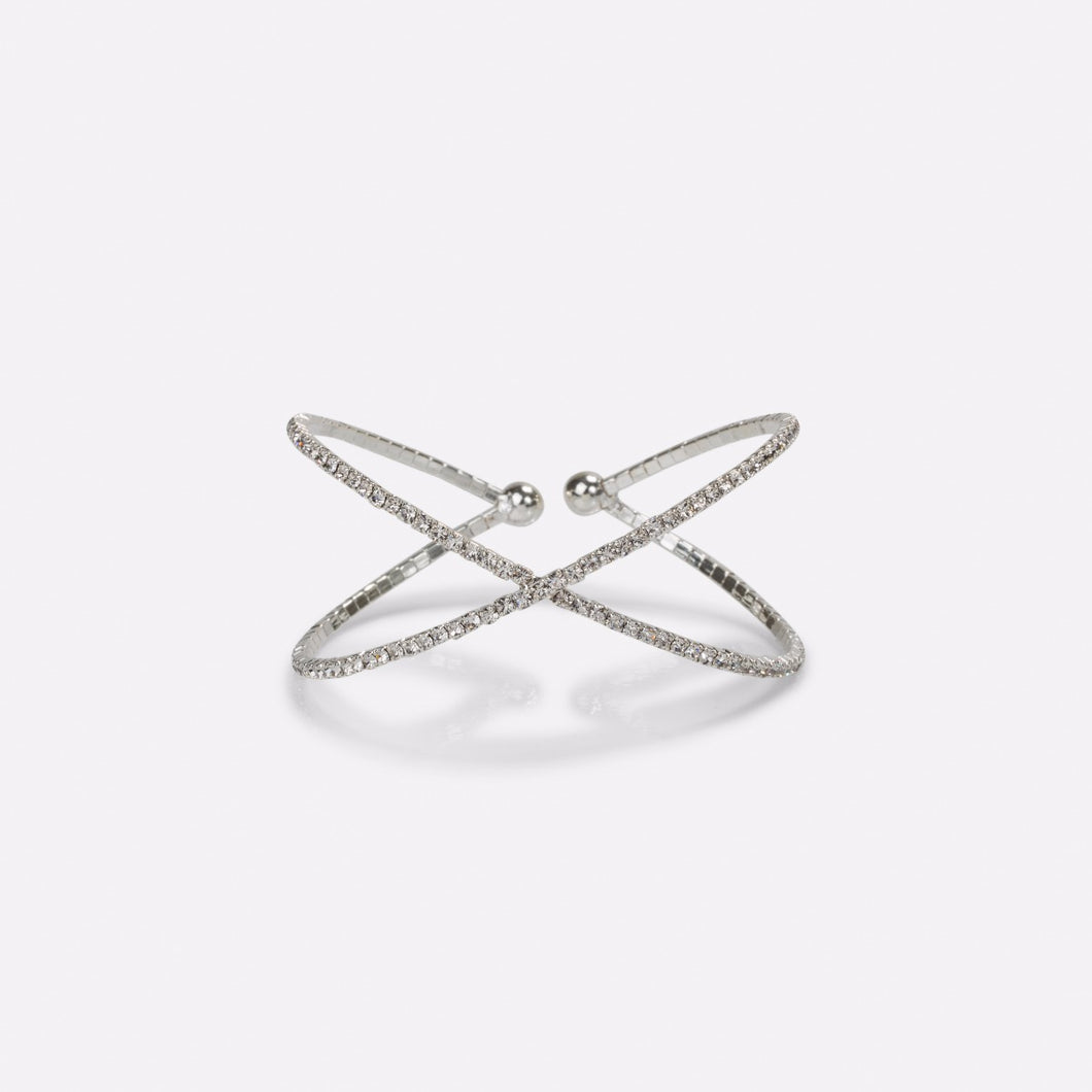 Bracelet rigide forme ‘’x’’ avec pierres scintillantes