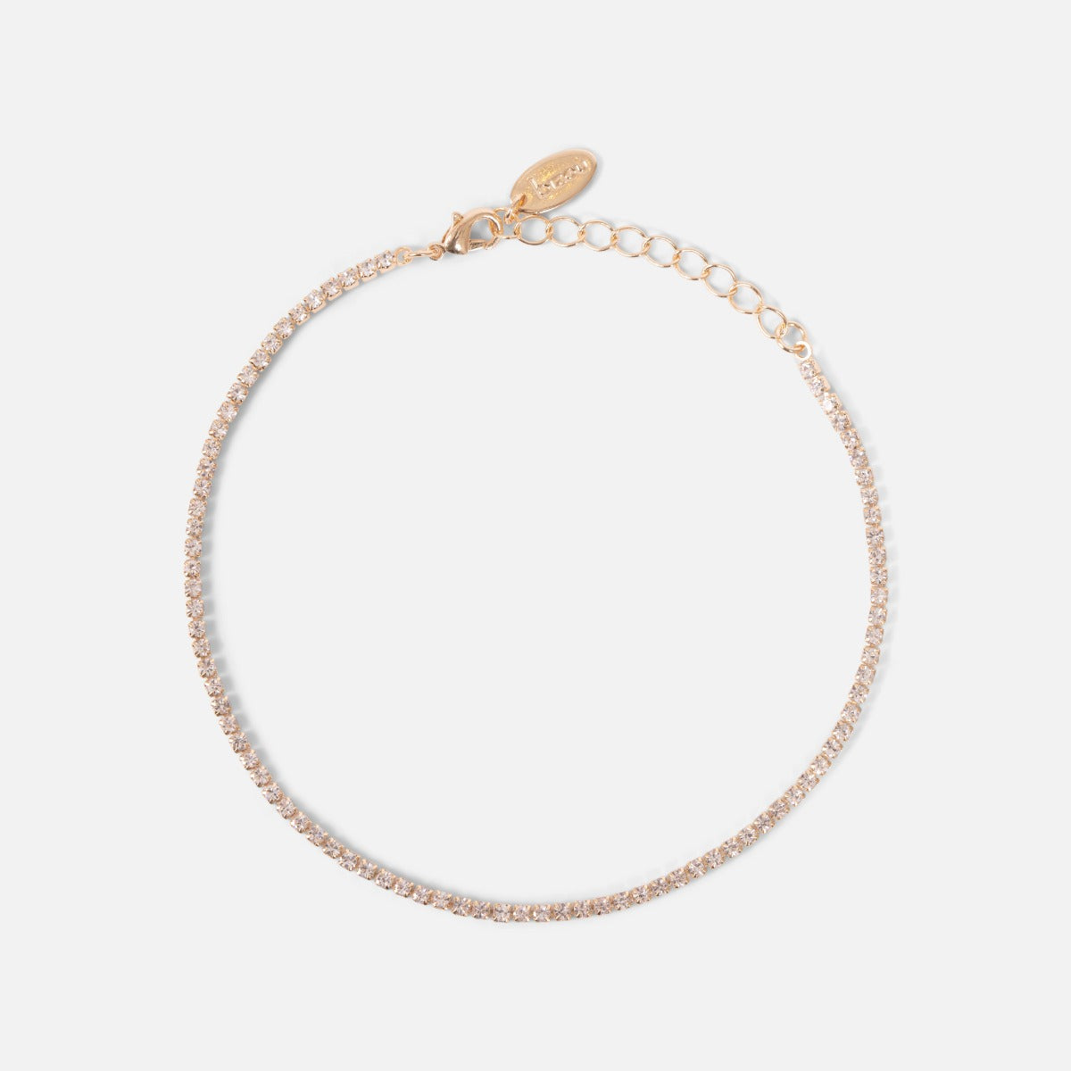 Thin golden ankle chain with small sparkling stones