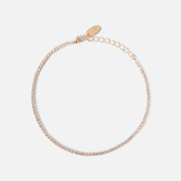 Load image into Gallery viewer, Thin golden ankle chain with small sparkling stones
