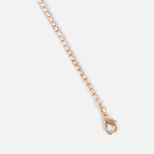 Load image into Gallery viewer, Thin golden ankle chain with small sparkling stones
