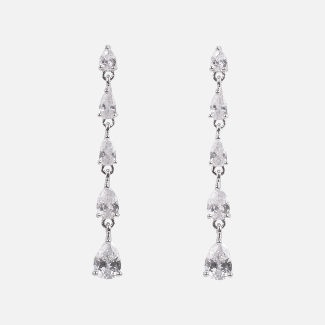 Long earrings with 5 sparkling stones   
