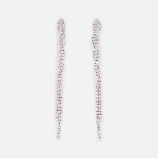Charger l&#39;image dans la galerie, Boucles d’oreilles moitié torsade avec pierres du rhin
