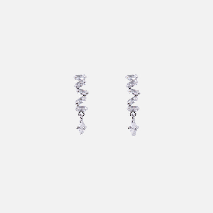 Boucles d'oreilles pendantes avec cinq petites pierres rectangulaires