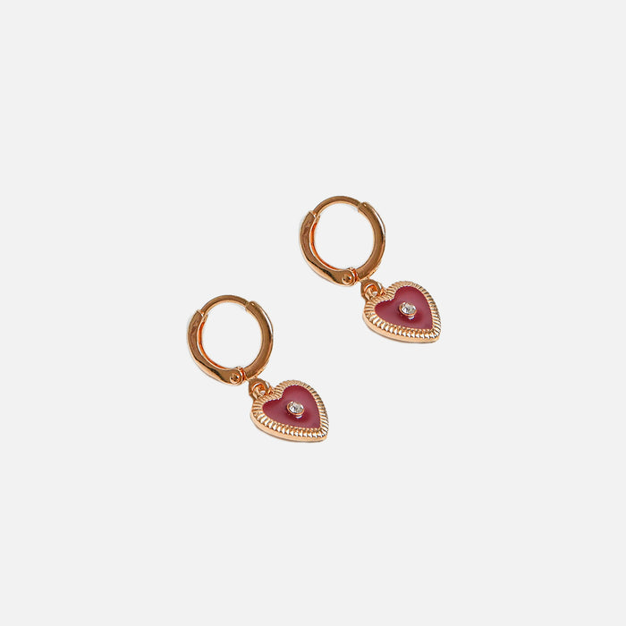 Ensemble de boucles d’oreilles dorées anneaux et pendentif coeur