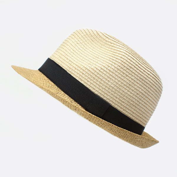 Load image into Gallery viewer, Straw Fedora hat with ribbon
