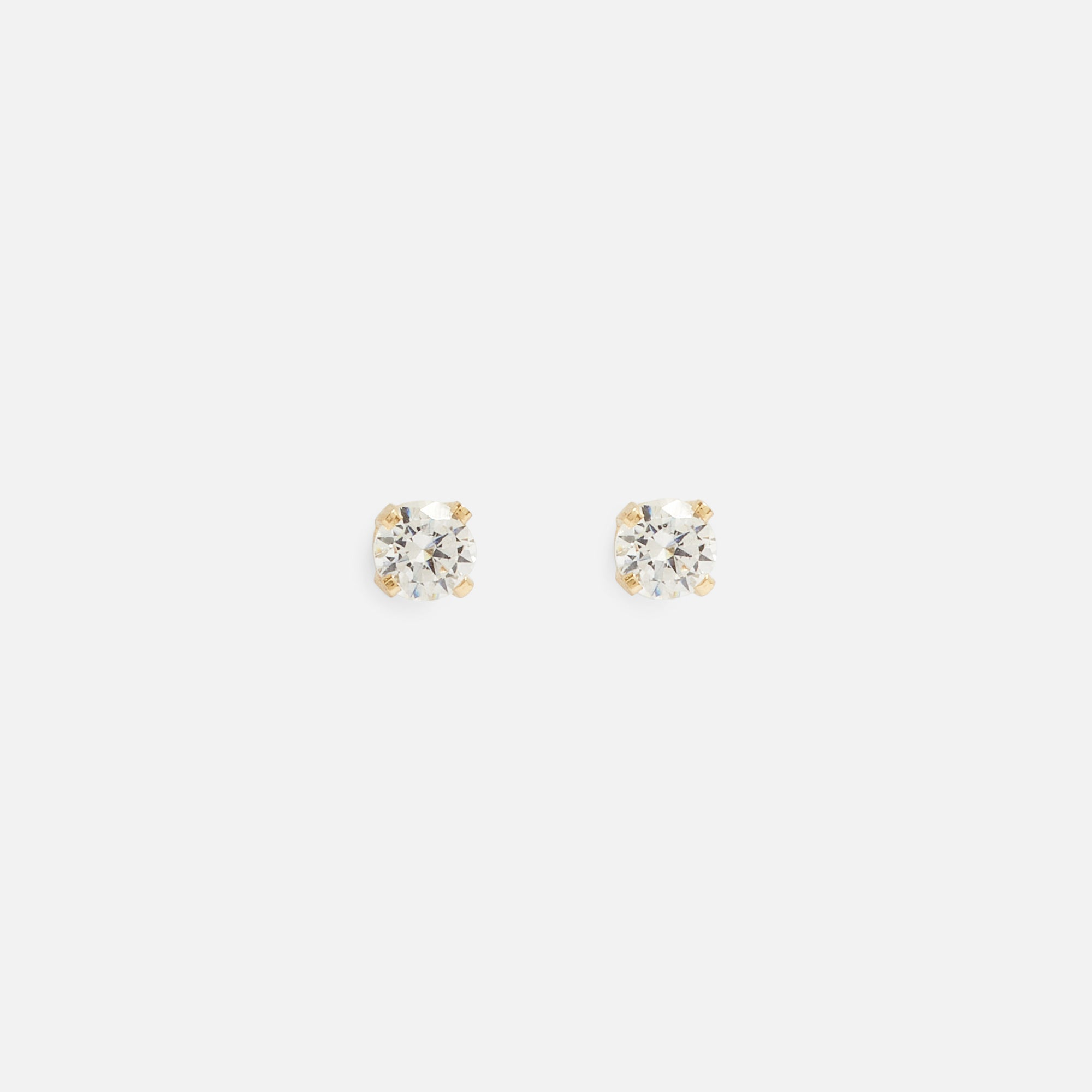 3 mm 10k yellow gold earrings with cubic zirconia 