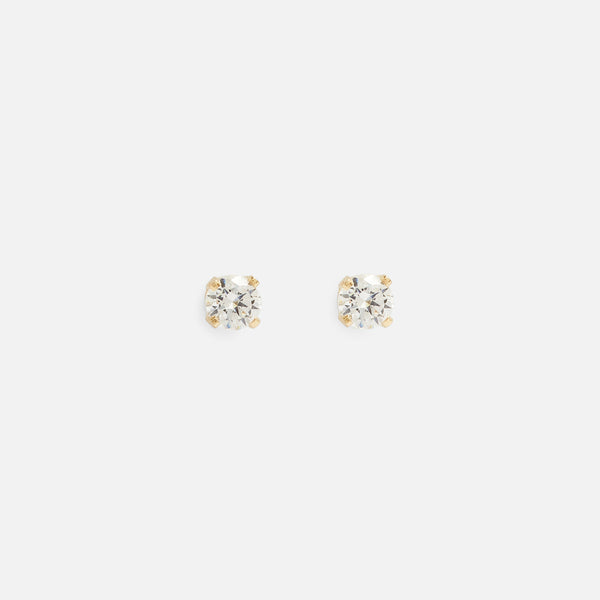Load image into Gallery viewer, 3 mm 10k yellow gold earrings with cubic zirconia 
