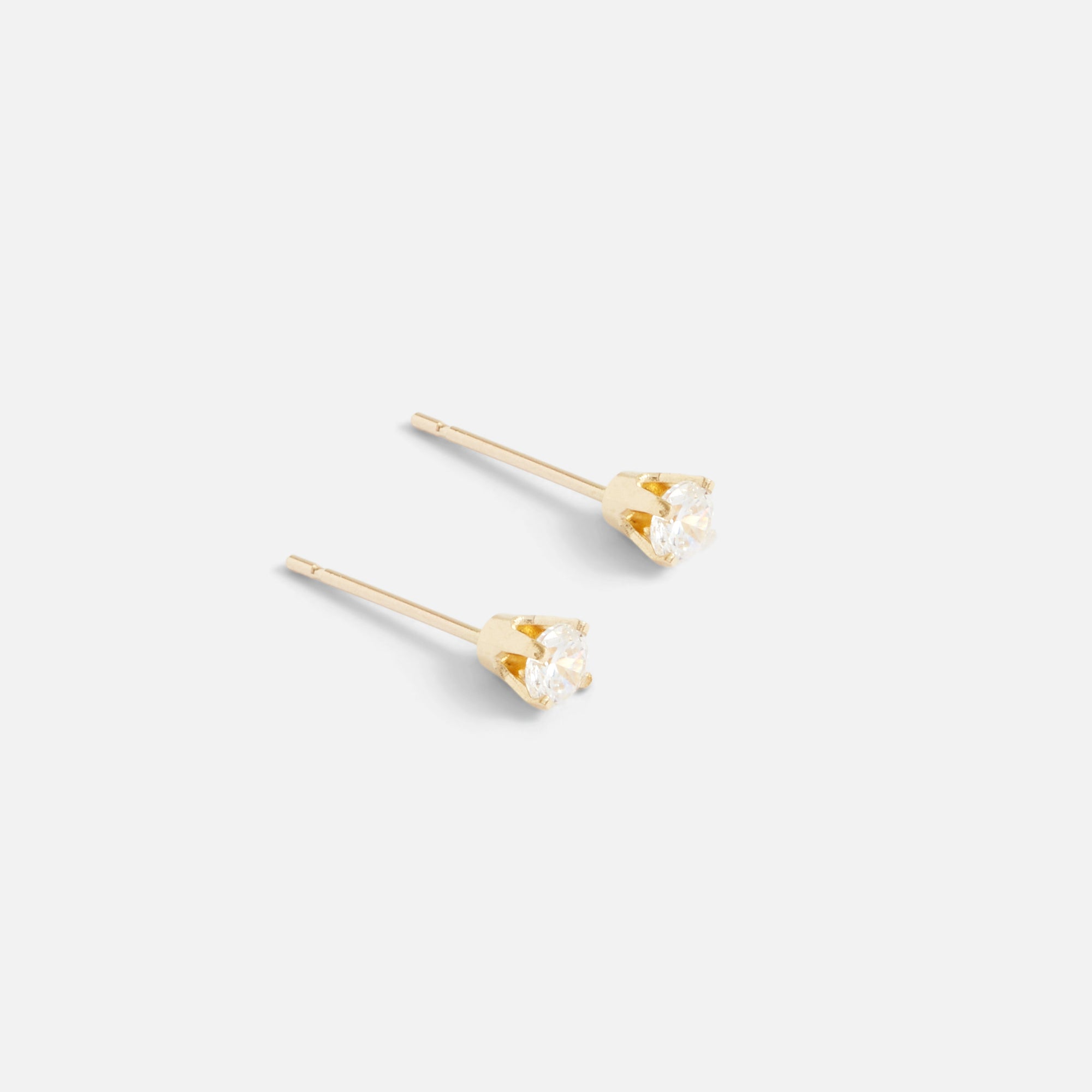 3 mm 10k yellow gold earrings with cubic zirconia 