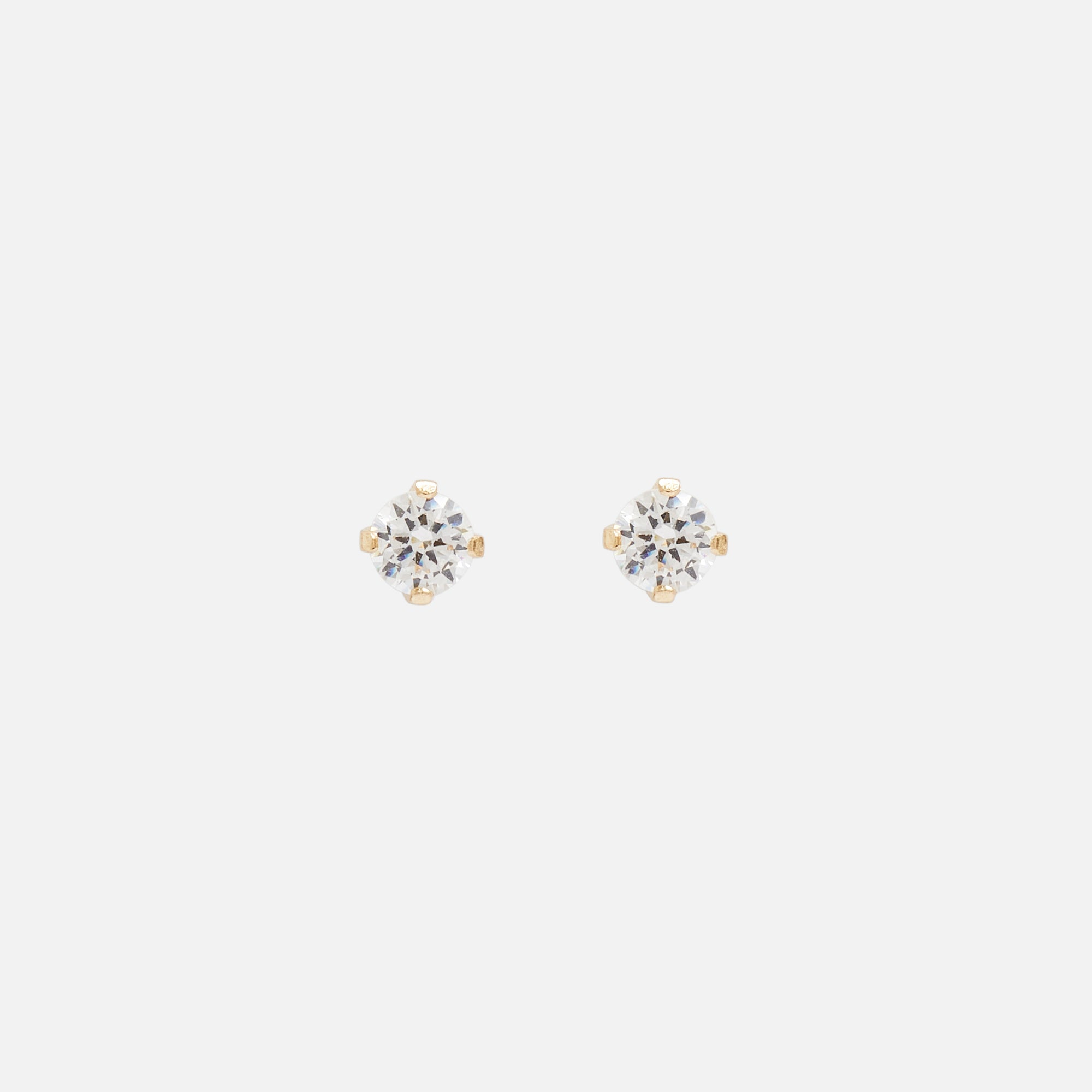 4 mm 10k yellow gold earrings with cubic zirconia