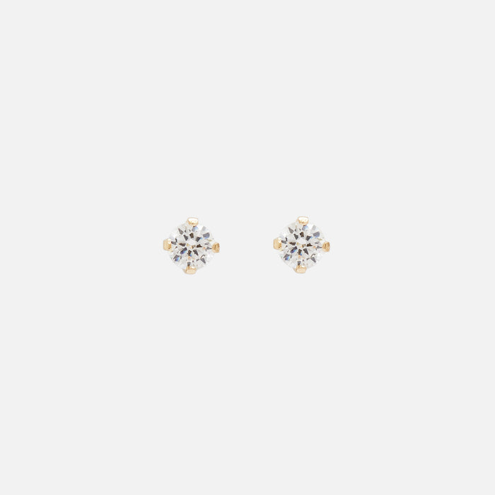 Boucles d’oreilles or 10 carats avec zircon cubique 4 mm