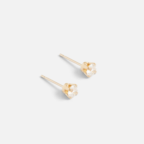 Load image into Gallery viewer, 4 mm 10k yellow gold earrings with cubic zirconia

