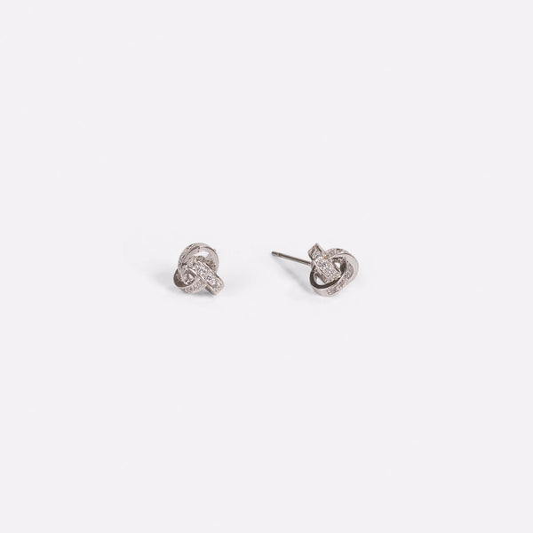 Load image into Gallery viewer, Knot earrings with cubic zirconia stones
