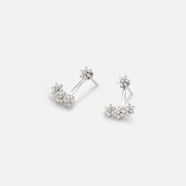 Load image into Gallery viewer, Little flowers ear jackets with cubic zirconia stones
