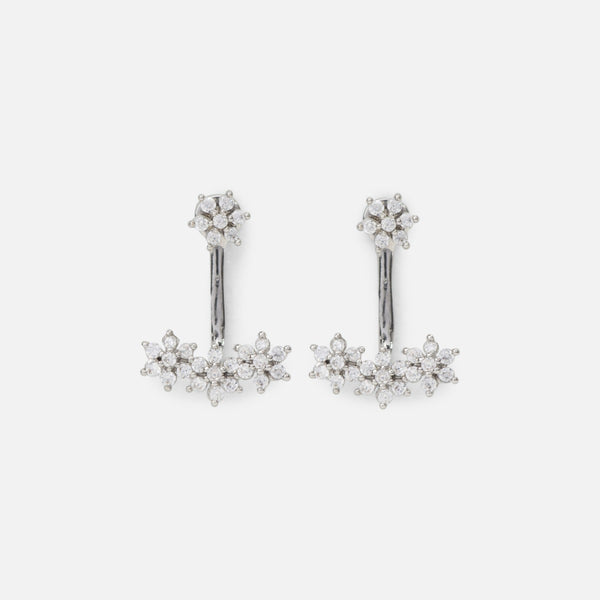 Load image into Gallery viewer, Little flowers ear jackets with cubic zirconia stones
